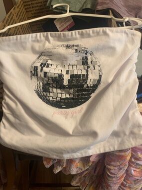 Streetwear Society White Graphic Tube Top with Black Print